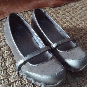 Grey and silver ballet flats